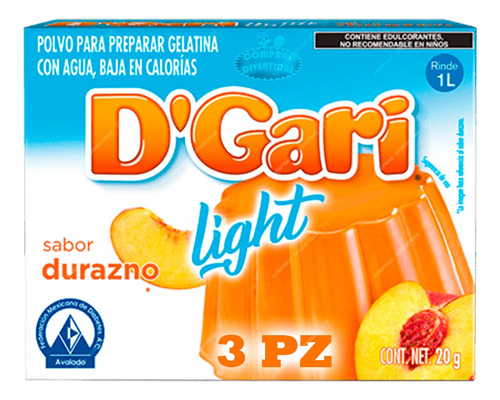 3 Gelatinas D Gari Light Polvo Durazno Uso Diabetico