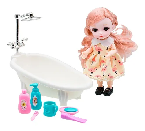 Muñeca con tina de baño new arrivals