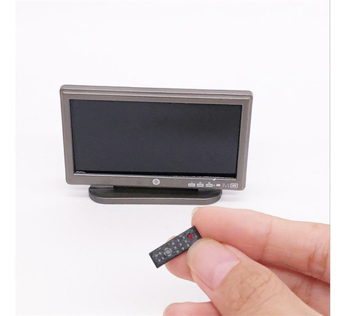 1:12 Mini Casa Miniatura Mini Pantalla Ancha Televisor Prete