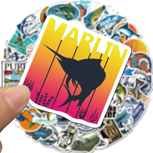 50 Unidades De Adesivos Para Pesca E Pesca, Adesivo De Vinil