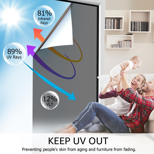 Espejo Unidireccional Hidbea Para Ventanas, Privacidad Diurn