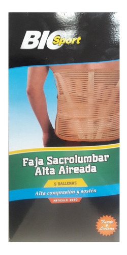 Faja Sacro-lumbar Alta Aireada 5 Varillas Biosport 3690 Bs