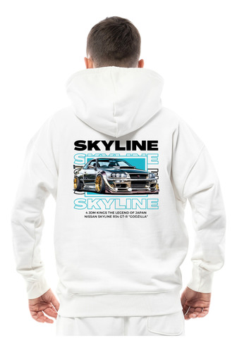 Moletom Algodão Skyline Carro Estampada Estilosa Canguru