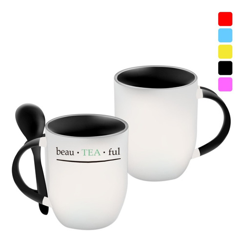 Pack 6 Tazas Personalizadas Beauteaful Con Cuchara