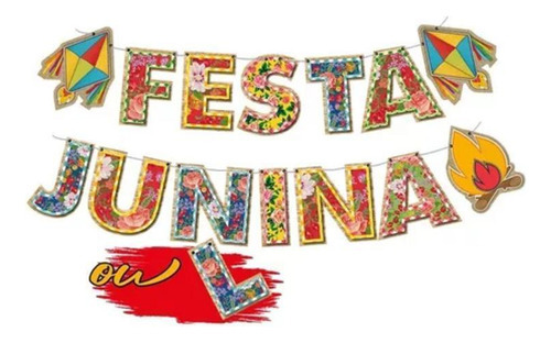 Faixa Decor. Festa Junina Letras 1,60m X 15cm C/1 Unid. Cor Cinza