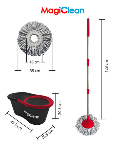 Trapeador Mop cubo con doble mecanismo MagiClean Spin Magic M2 Mopa incluye 2 microfibras