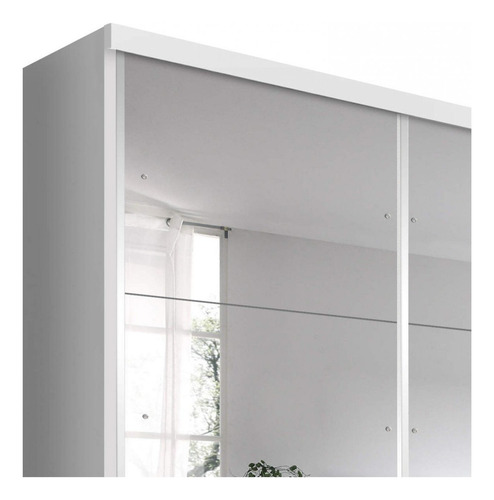 Guarda Roupa Casal Com Espelho 3 Portas De Correr 4 Dh Cor Branco