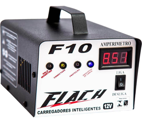 Carregador De Bateria 10A/12V Bivolt automático F10 Flach