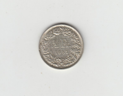 Moneda Suiza 1/2 Franco Año 1957 Plata Excelente