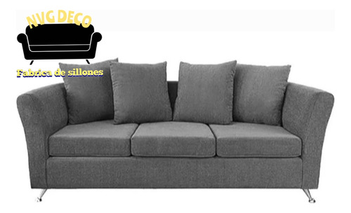 Sillon Sofa Modelo Trento 3 Cuerpos En Chenille Antidesgarro