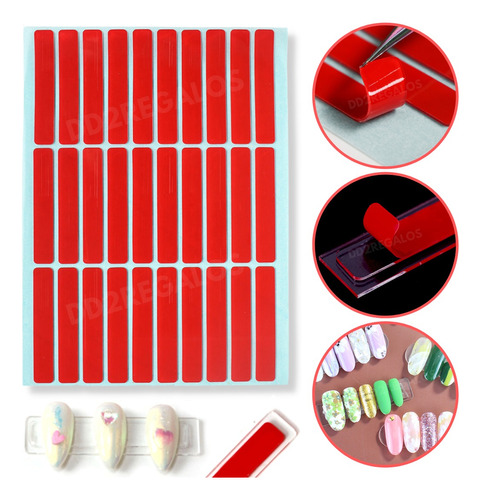Cinta Doble Faz Transparente Bifaz Para Uñas X30 Unidades
