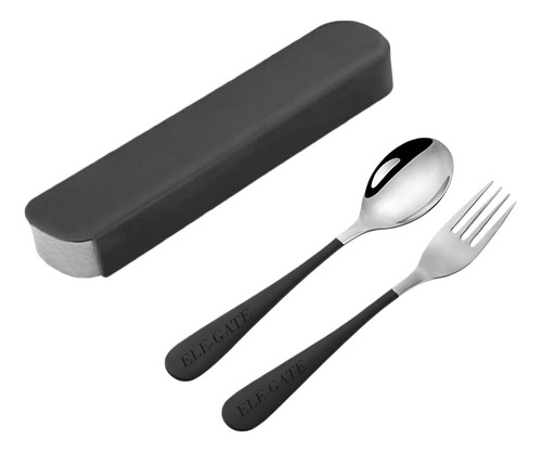 Cubiertos Set 2 Piezas Portátil Estuche Acero Inoxidable