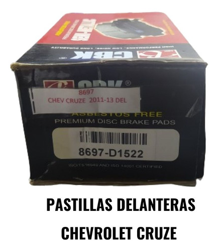 Pastillas De Freno Delantera Chevrolet Cruze