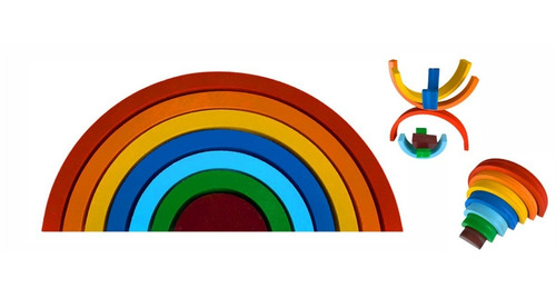 Brinquedo Pedagógico Educativo Montessori Arco Íris Colorido