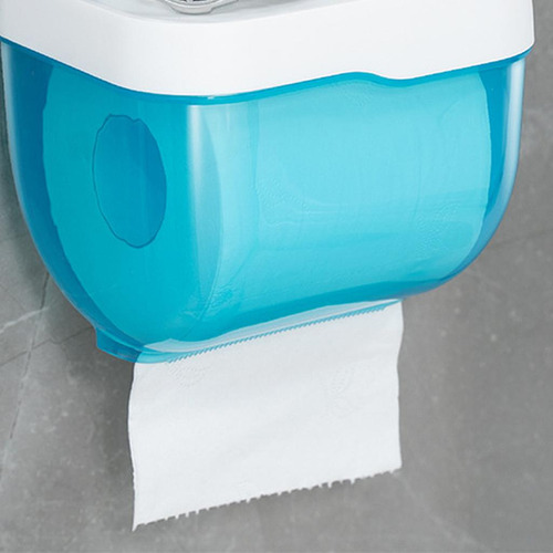 Caja De Pañuelos Autoadhesiva Para El Baño, Soporte Azul S