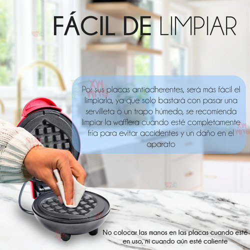 Mini Wafflera Eléctrica En Forma De Corazón Antiadherente Co