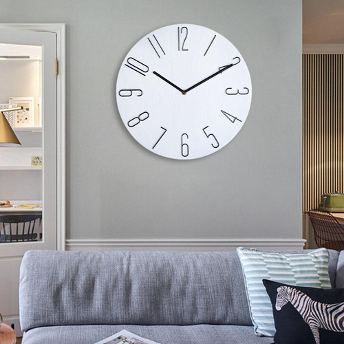30cm Reloj De Pared Reloj De Cuarzo Columpio Sala De Blanco