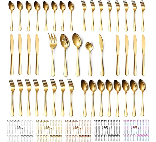 Kyraton Gold Silverware Set 45 Piezas Servicio Para 8, Titan