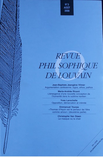 Revue Philosophique De Louvain.no.3/2008  Filosofía Francés