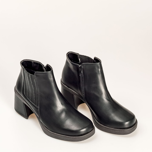 Botas Mujer Eco Cuero Con Taco Cuadrado Negro 39 Ar