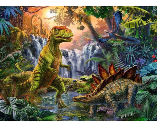 Rompecabezas Ravensburger Oasis De Dinosaurios 100 Pz Xxl