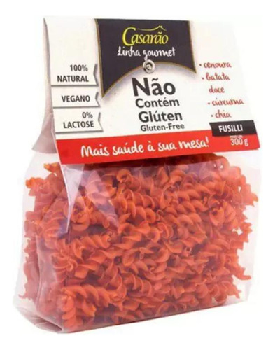 Kit 6x: Macarrão Fusilli Cenoura Sem Glúten Casarão 300g