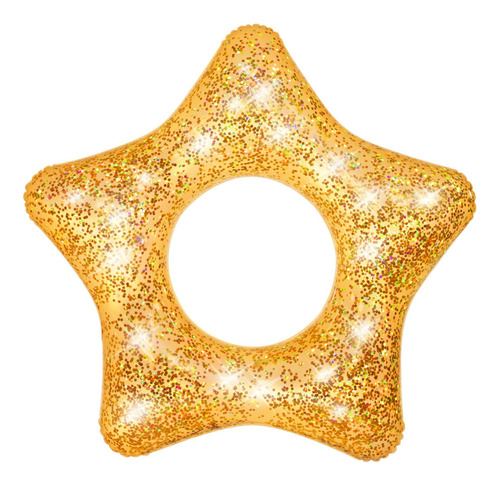 Flotador Inflable Glitter Corazón O Estrella Bestway Dorado Amarillo