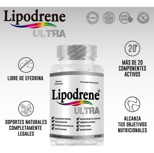Imagen 3 de 8 de Lipodrene Ultra 90 Caps- Formula Ultra Premium- Termogenico