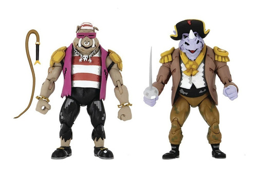 Figuras Neca Turtles In Time Pirate Rocksteady & Bebop 2pack