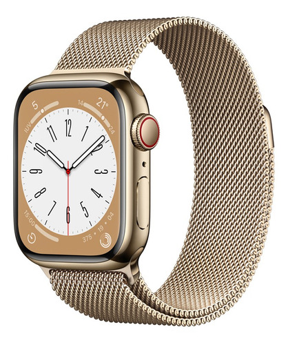 Apple Watch Series 8 GPS + Celular - Caja de acero inoxidable color oro 41 mm - Correa estilo milanés color oro