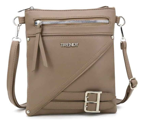 Cartera Bandolera Morral Trendy Urbana  Premium Color Beige 4 Diseño De La Tela Lisa