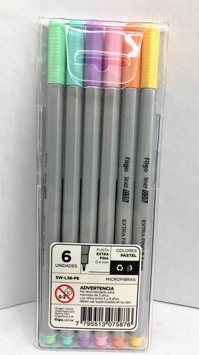 Imagen 2 de 2 de Microfibra Marcador Filgo Pastel X 6 Unidades Pack X10