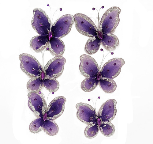 Mariposas 6cm Violeta X 36 Unid #26851 Sheshu Navidad