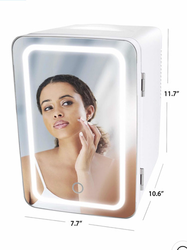 Mini Refrigerador Luz Led/espejo Blanco Portatil Skincare