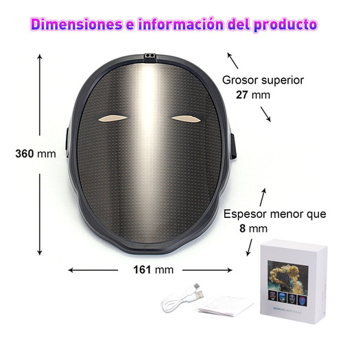 Máscara Led Bluetooth Halloween Cosplay Con Adultos Y Niños