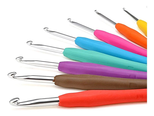Agujas Ergonómicas Crochet Tejer Mango Siliconado X 10 Und