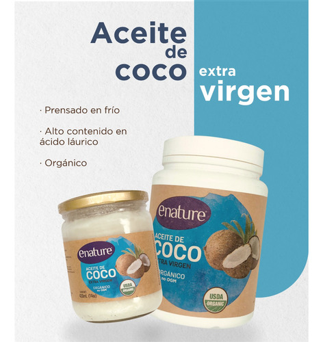 Aceite De Coco Extra Virgen Enature En Frasco 420 Ml
