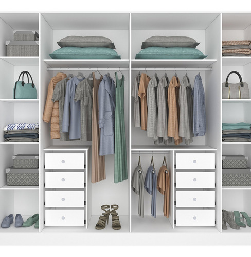 Guarda Roupa Casal 6 Portas 8 Gavetas Com Espelho Wt