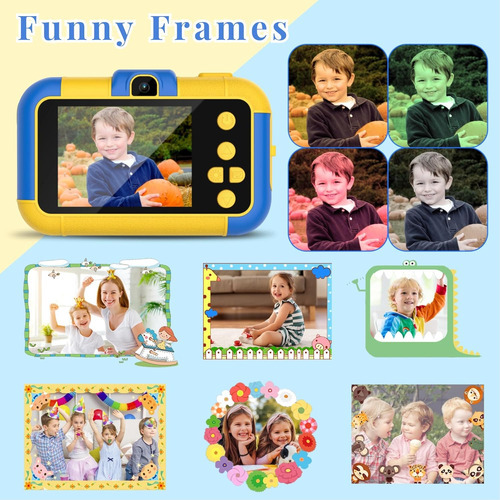 Cámara Digital Para Niños, 1080p, Azul, Con Tarjeta Sd De 32