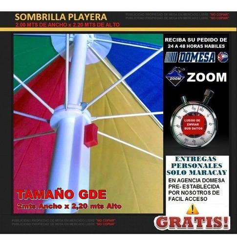 Sombrilla Playera Grande De Excelente Calidad