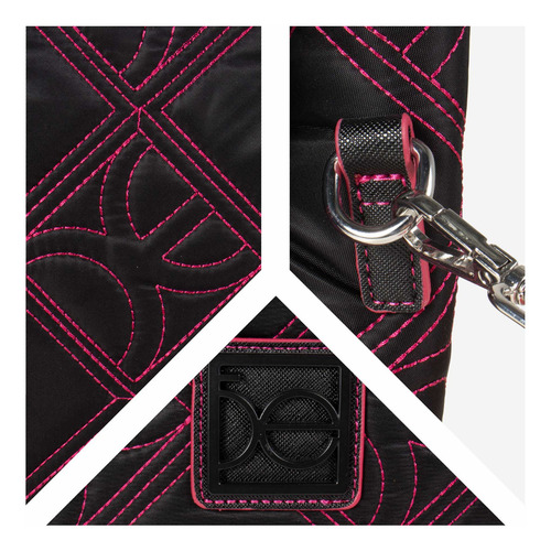 Bolsa Satchel Cloe Para Mujer Textil Color Magenta Color Negro