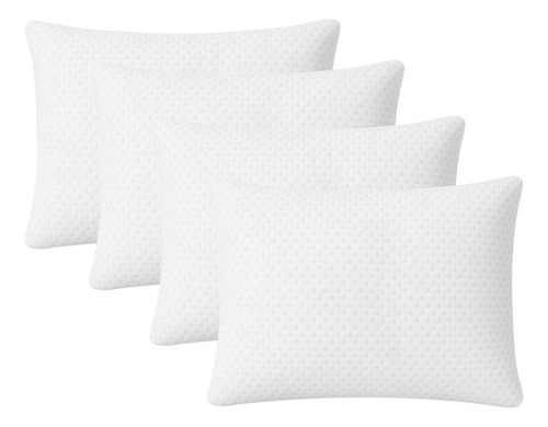 Almohada Memory Foam King Size Ajustable Pack 4 100% Algodón 51x92cm Color Blanco