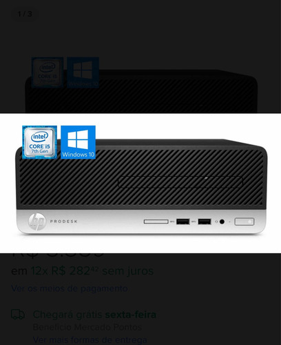 Imagem 1 de 1 de Computador Hp Prodesk 400 Intel I5 7100.