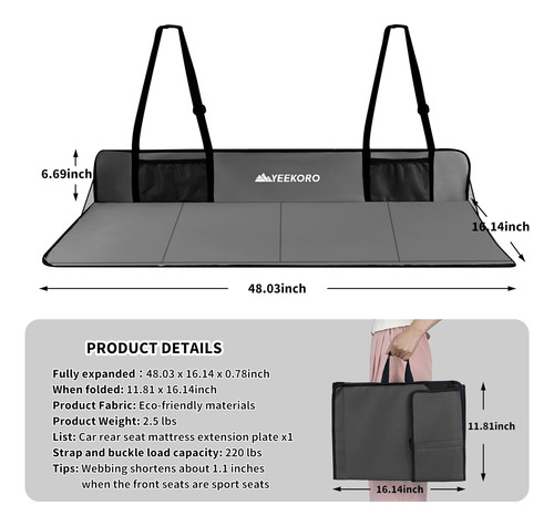 Plancha Para Asiento Trasero Plegable Gris Oscuro 120x40cm