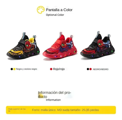Zapatos Deportivos Infantiles Casa-aranha Con Luces Led