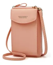 Comprar Billetera Cartera Morral Bolso Para Mujer Crossbody Coral Claro Liso