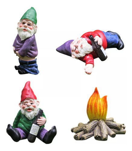 Mini Resina Anão Gnome Estátua Decoração De Jardiml