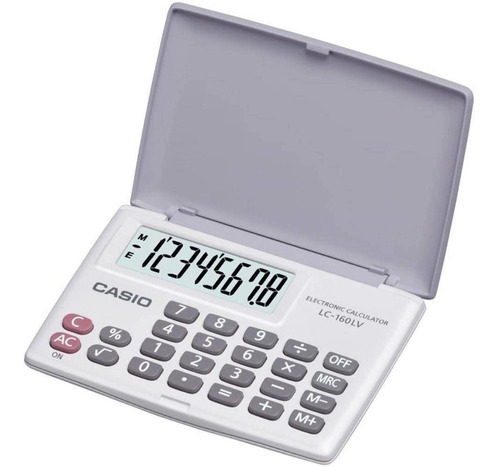 Calculadora portátil Casio White de 8 dígitos, LC-160LV-We, color blanco