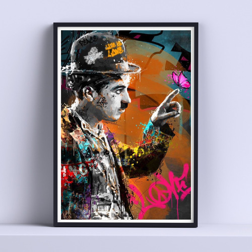 Cuadro Charles Chaplin Pop Art 30x40cm Listo P Colgar