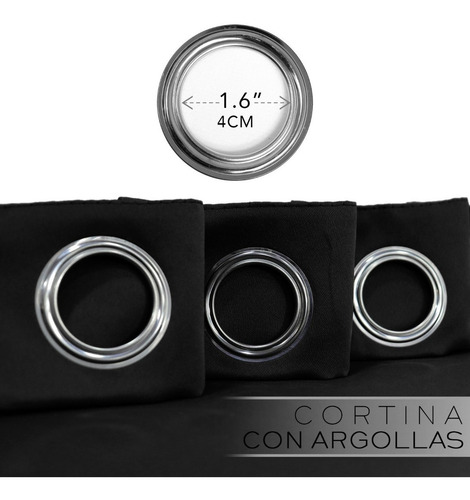 Cortina Blackout En 2 Paneles 280x220cm Premium Quality! Color Negro
